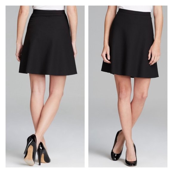 THEORY Zulle Wool A-Line Suiting Skirt Charcoal - Picture 1 of 11